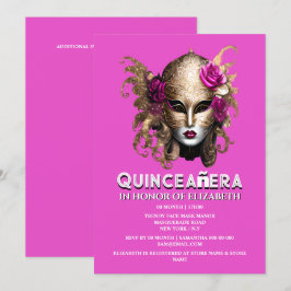 Invitación Elegancia de cumpleaños de quinceanera de oro rosa