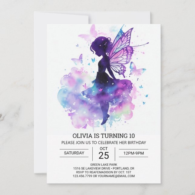 Invitación Elegancia de cumpleaños de un fantástico Jardín de (Anverso)
