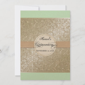 Invitación Elegancia de empate negro, crema verde suave quinc