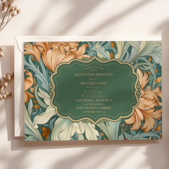Invitación Elegancia de época William Morris Boda Floral (Subido por el creador)