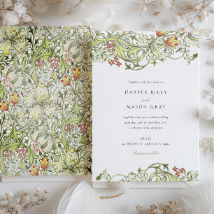 Invitación Elegancia de época William Morris Boda Floral