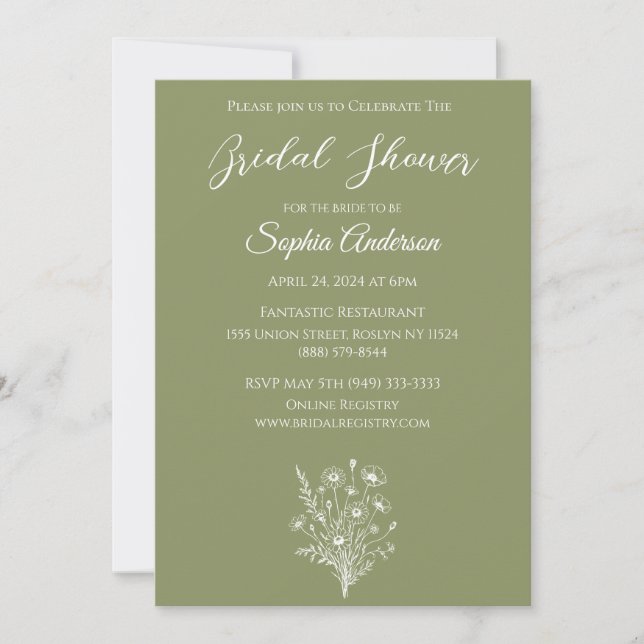 Invitación Elegancia de flores silvestres ducha de novia- (Anverso)