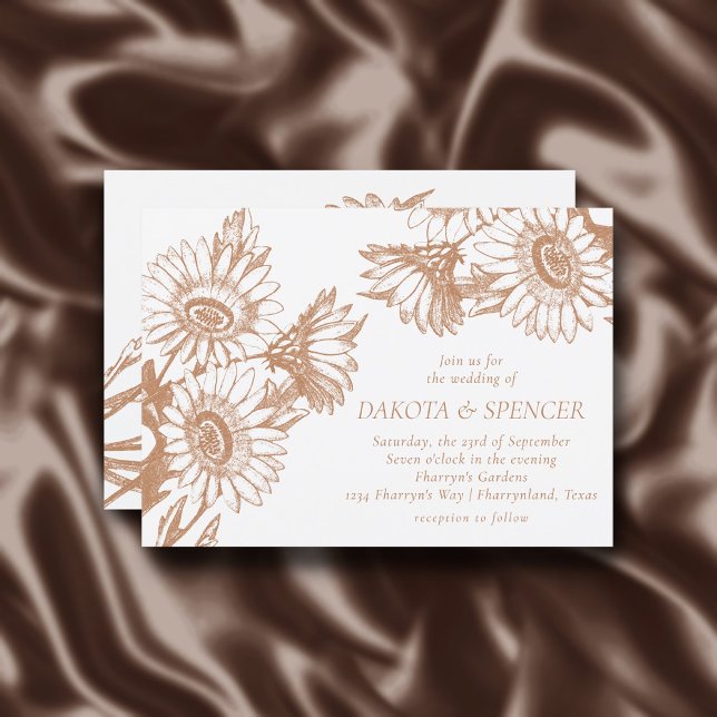 Invitación Elegancia de girasol | Rosa mínimo Boda de oro (Subido por el creador)