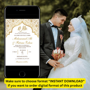 Invitación Elegancia de la Mezquita de Oro Boda Musulmana Nik