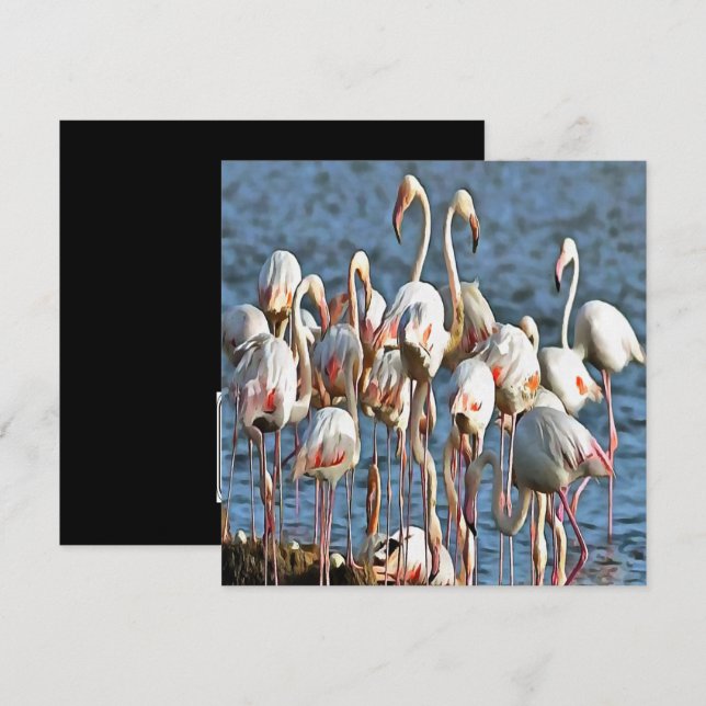 Invitación Elegancia De Los Flamingos Rosa Artísticos (Anverso / Reverso)