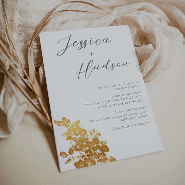 Invitación Elegancia de lujo: hermoso Boda blanco y dorado (Subido por el creador)