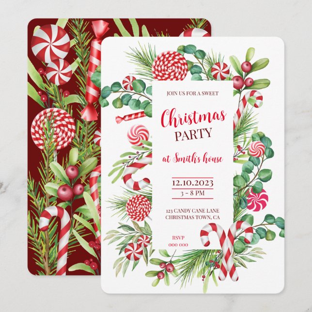 Invitación Elegancia de menta (Anverso / Reverso)