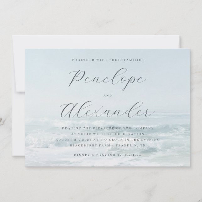 Invitación Elegancia de Ola Azul Tranquila (Anverso)