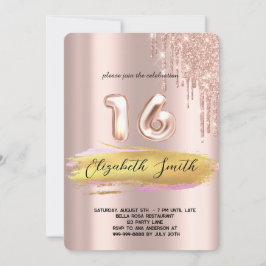 Invitación Elegancia de oro, dulce de oro rosa dieciséis Invi
