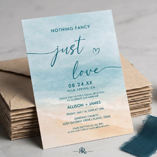 Invitación Elegancia de playa azul de verano