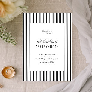 Invitación Elegancia de rayas en blanco y negro para boda clá