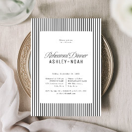 Invitación Elegancia de rayas negras Cena de ensayo con clase