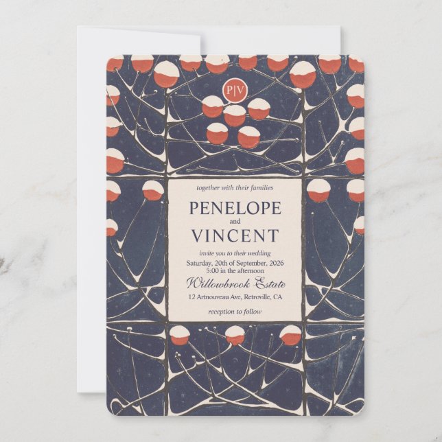 Invitación Elegancia del Art Nouveau de Snowdrop (Anverso)
