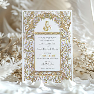 Invitación Elegancia dorada Boda musulmana Art Nouveau