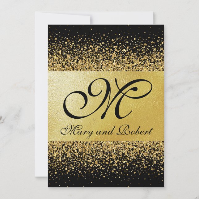 Invitación Elegancia dorada pura (Anverso)