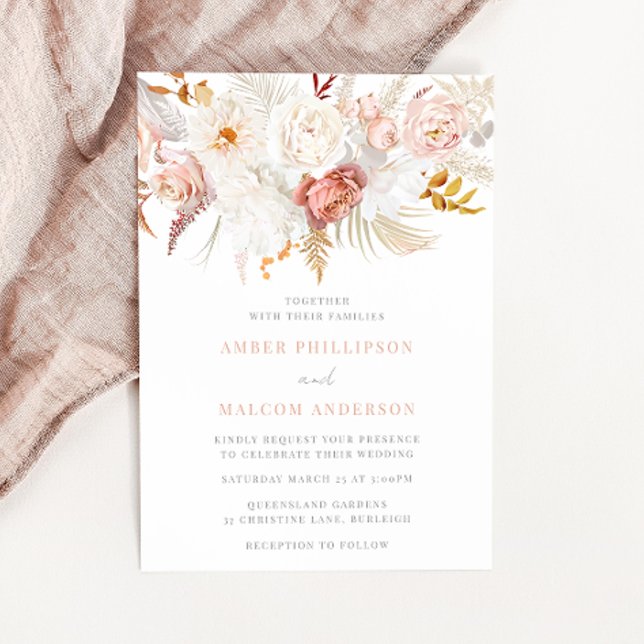 Invitación Elegancia elegante: Boda floral sin ley (Subido por el creador)