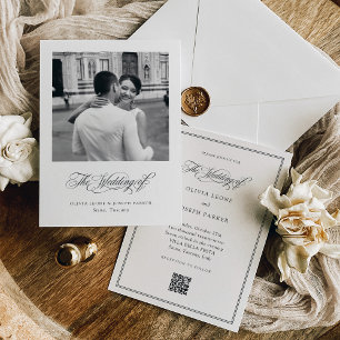 Invitación Elegancia en blanco y negro   Boda fotográfico de 