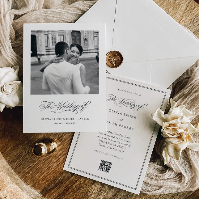 Invitación Elegancia en blanco y negro | Boda fotográfico de  (Subido por el creador)
