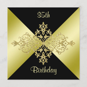 Invitación Elegancia en negro y oro 35 cumpleaños