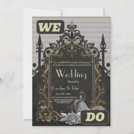 Invitación Elegancia en plata y negro.