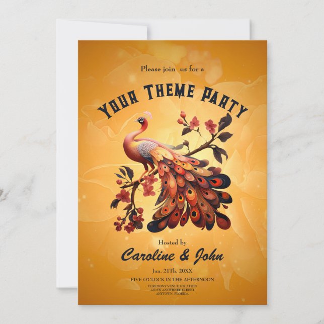 Invitación Elegancia en plumas (Anverso)