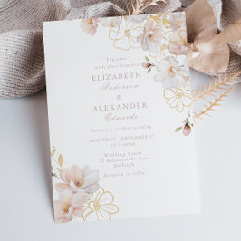 Invitación Elegancia encantada Boda Rubor & Gold Wildflower