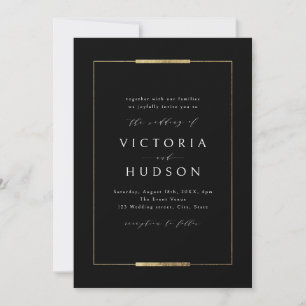 Invitación Elegancia enmarcada Boda negro simple y moderno