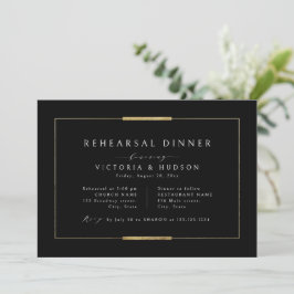 Invitación Elegancia enmarcada negro simple cena de ensayo