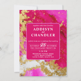 Invitación Elegancia etérea: Boda inspirado en el geode rosad