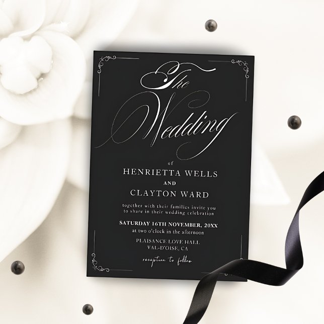 Invitación Elegancia eterna Boda blanco y negro (Subido por el creador)