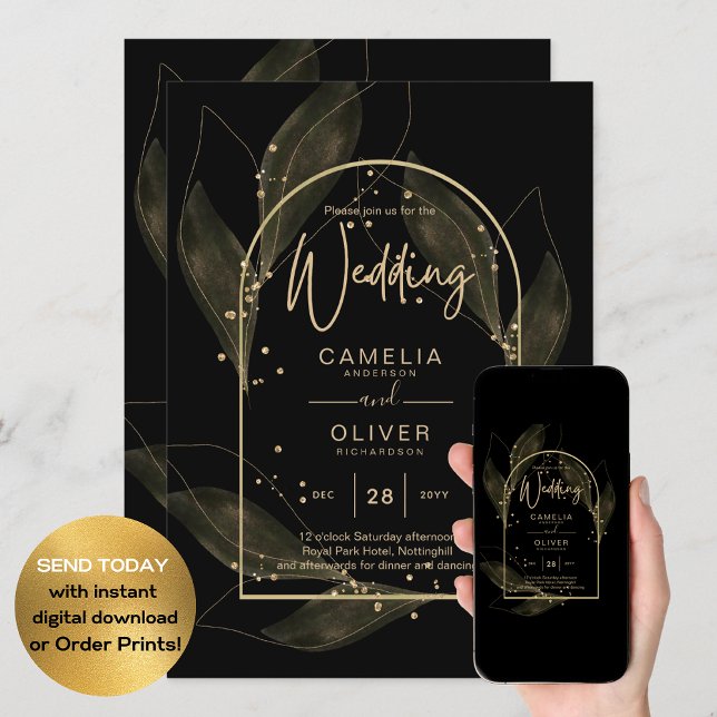 Invitación Elegancia eterna Boda con tema de oro negro (Subido por el creador)