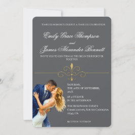 Invitación Elegancia eterna Boda Golden Romance Pareja