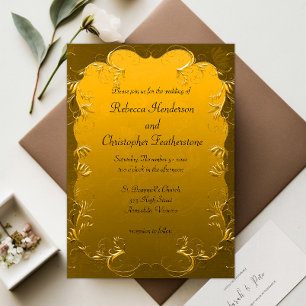 Invitación Elegancia Eterna Boda Vintage Dorada