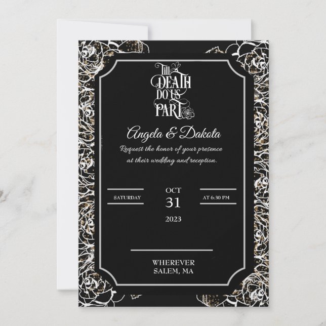 Invitación Elegancia Eterna Hasta La Muerte Boda Parcial (Anverso)