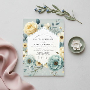Invitación Elegancia floral amarilla pálida de boda