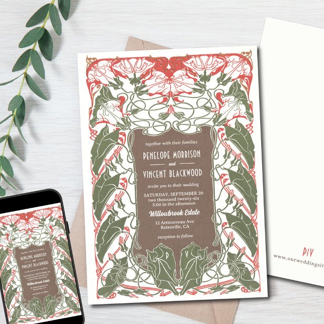 Invitación Elegancia floral Art Nouveau 2 (Subido por el creador)