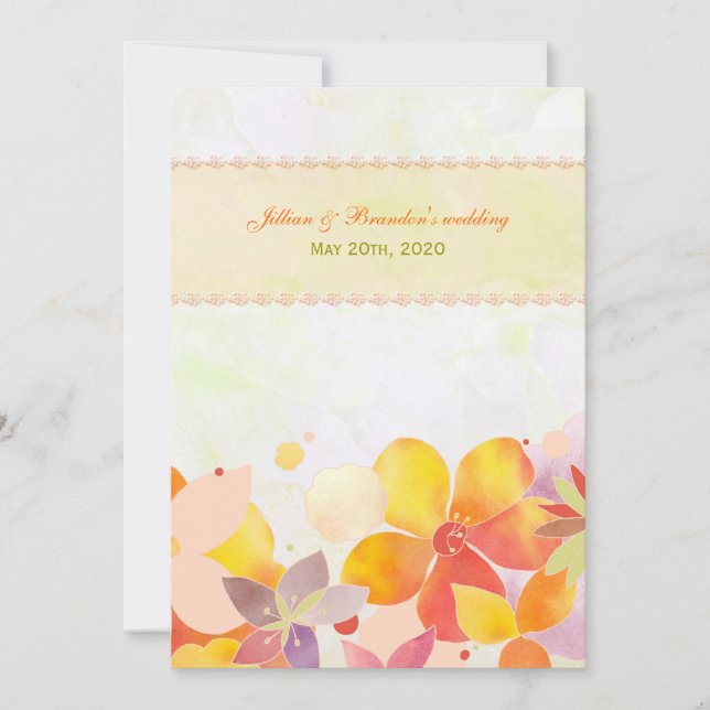 Invitación Elegancia floral Boda de verano medio (Anverso)