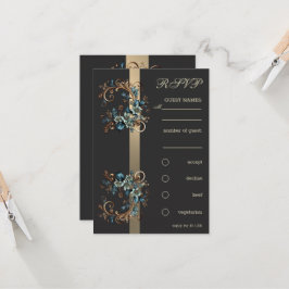 Invitación Elegancia floral dorada RSVP