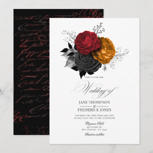 Invitación Elegancia floral gótica vintage de Halloween