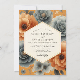 Invitación Elegancia floral ocre para boda
