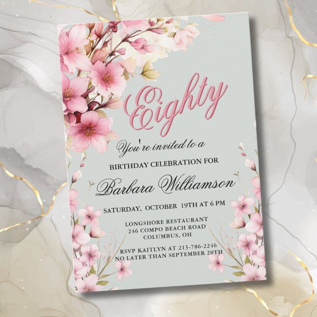 Invitación Elegancia floral rosa Fiesta de cumpleaños número  (Subido por el creador)