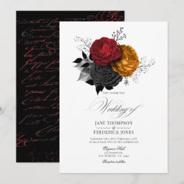 Invitación Elegancia floral vintage gótica de Halloween