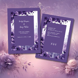 Invitación Elegancia francesa: Torre Eiffel y Boda púrpura