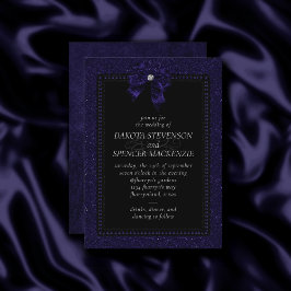 Invitación Elegancia gótica | Amethyst Purple Bow Dark Moody