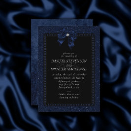Invitación Elegancia gótica | Boda de arcos azules de cobalto
