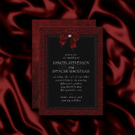 Invitación Elegancia gótica | Boda Ruby Red Dark Moody Bow