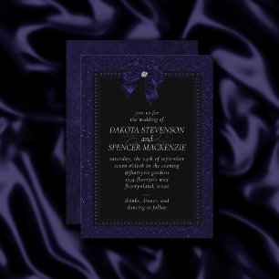 Invitación Elegancia gótica   Boda Violet Purple Moody Bow