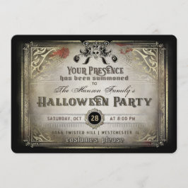Invitación Elegancia gótica Halloween Fiesta Black & Gold Sku