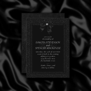Invitación Elegancia gótica Onyx Black Moody Bow Boda