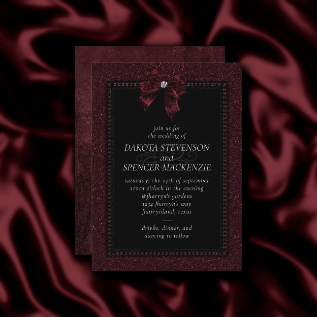 Invitación Elegancia gótica | Wine Garnet Dark Moody Bordeaux (Subido por el creador)